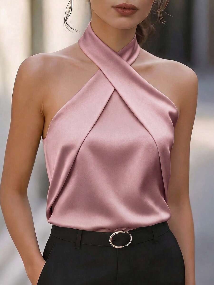 Camisa Elegante de Blocos de Cor - Tecido Confortável