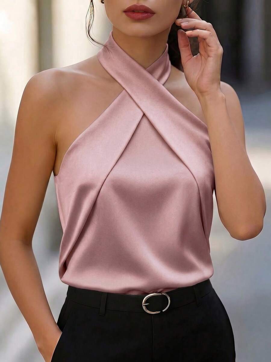 Camisa Elegante de Blocos de Cor - Tecido Confortável