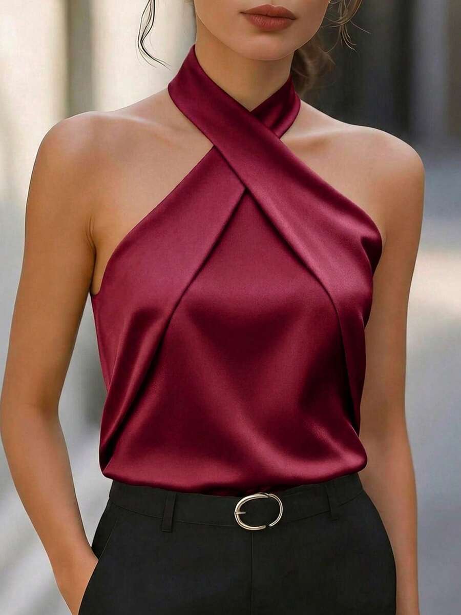 Camisa Elegante de Blocos de Cor - Tecido Confortável