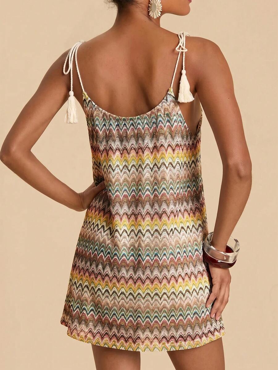 Vestido de Praia Feminino - Estampa de Palmeira e Detalhe de Nó