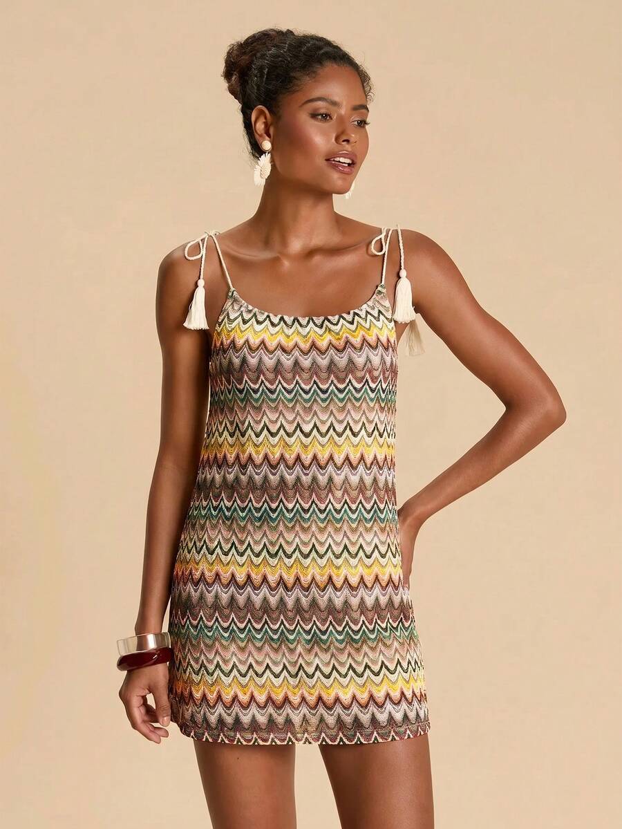 Vestido de Praia Feminino - Estampa de Palmeira e Detalhe de Nó