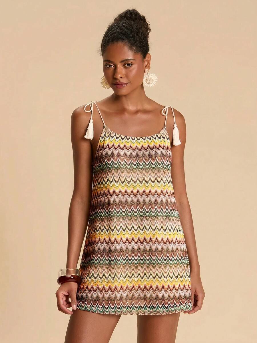 Vestido de Praia Feminino - Estampa de Palmeira e Detalhe de Nó