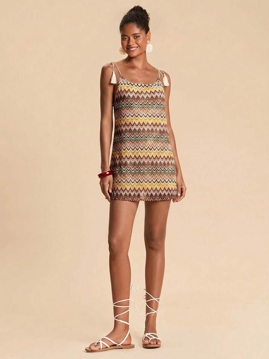 Vestido de Praia Feminino - Estampa de Palmeira e Detalhe de Nó