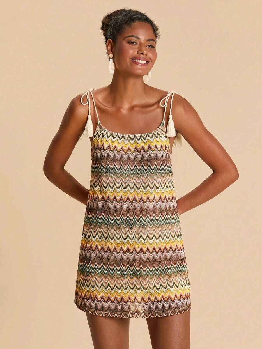 Vestido de Praia Feminino - Estampa de Palmeira e Detalhe de Nó