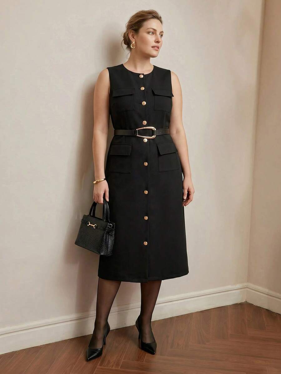 Vestido Plus Size Premium - Cós Elástico e Bolso Cargo