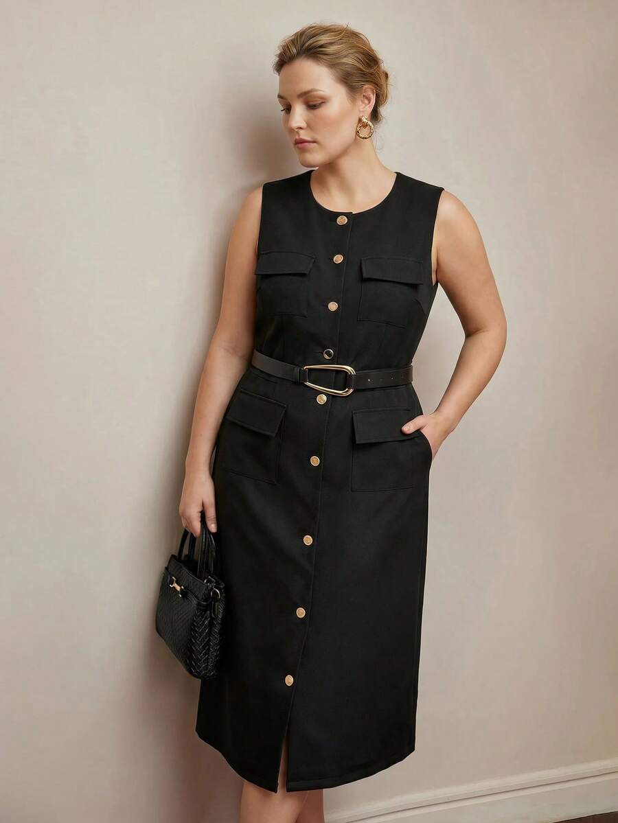 Vestido Plus Size Premium - Cós Elástico e Bolso Cargo