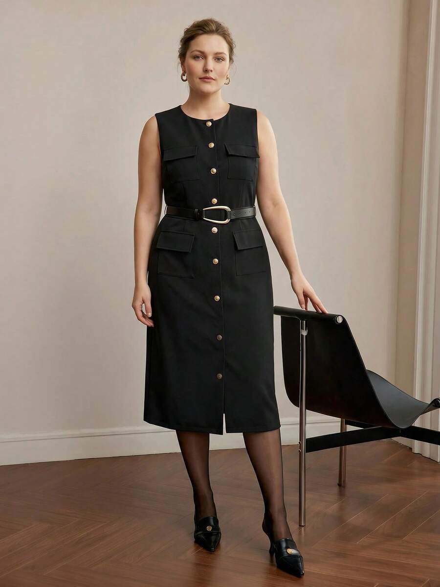 Vestido Plus Size Premium - Cós Elástico e Bolso Cargo