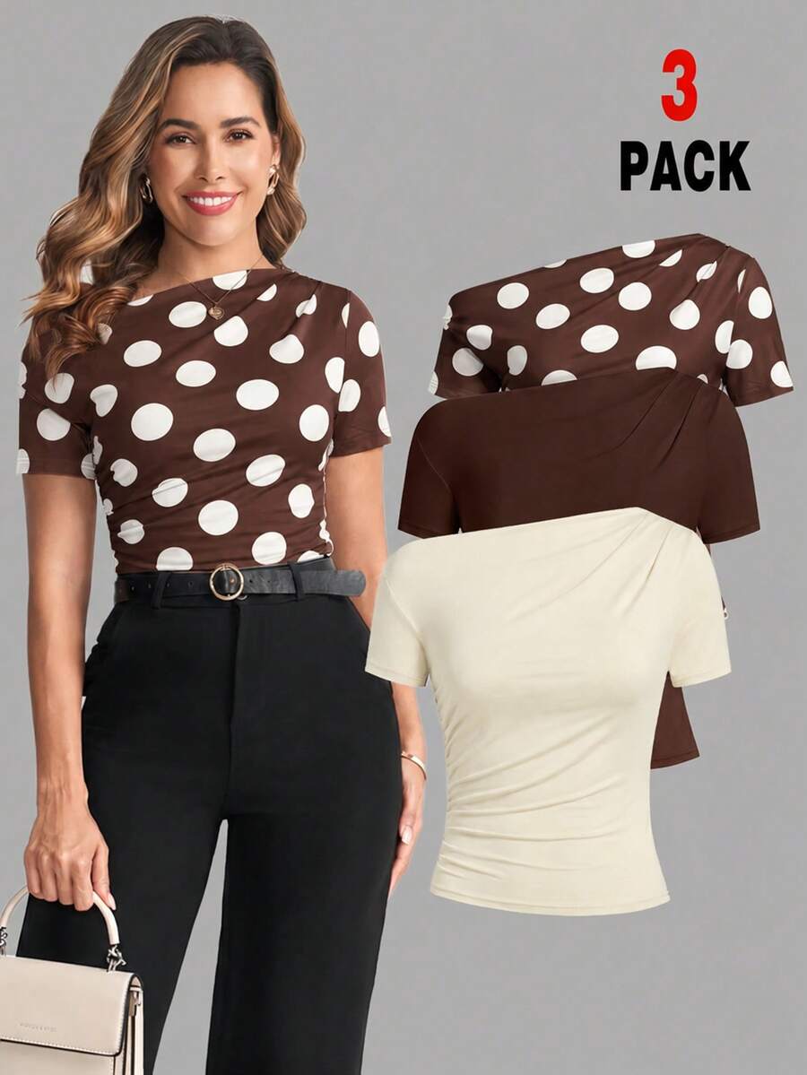 Camiseta Feminina Ajustada - Design Assimétrico e Manga Curta