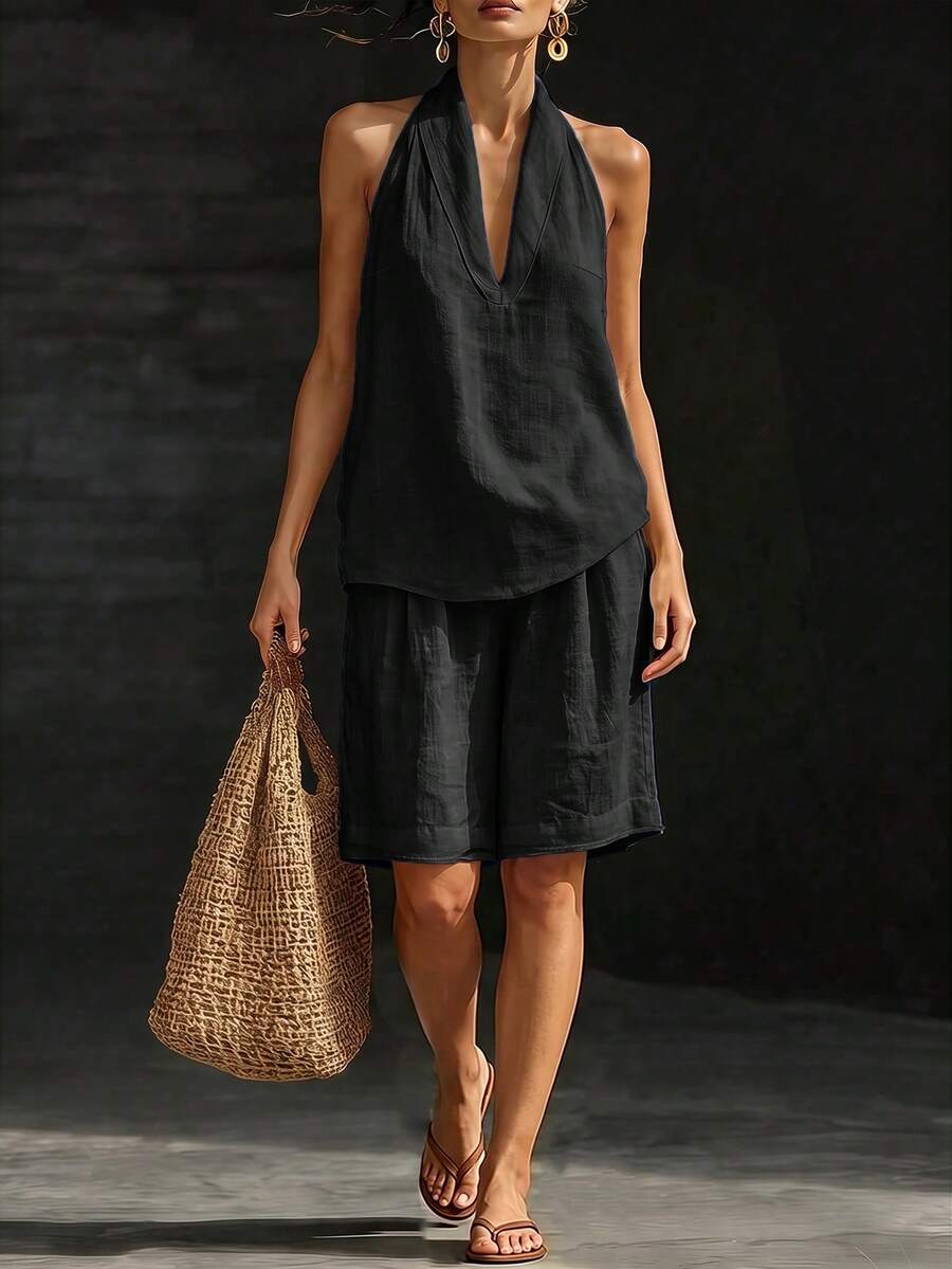 Conjunto de Roupas de Praia - Textura de Bambu Damasco