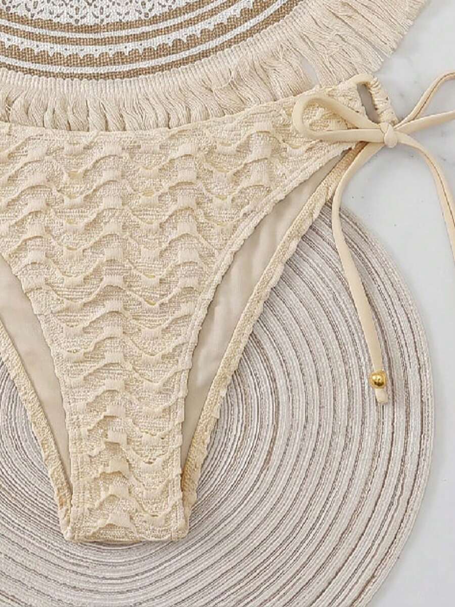 Conjunto de Praia Feminino - Tecido de Crochê Texturizado