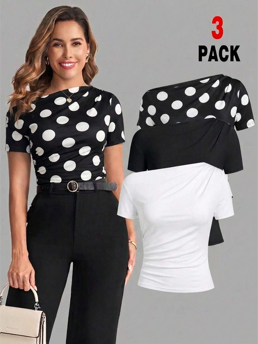 Camiseta Feminina Ajustada - Design Assimétrico e Manga Curta