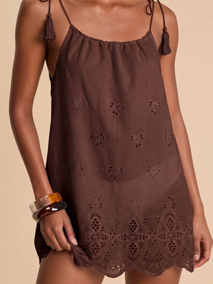 Vestido de Praia Feminino - Estampa de Palmeira e Detalhe de Nó