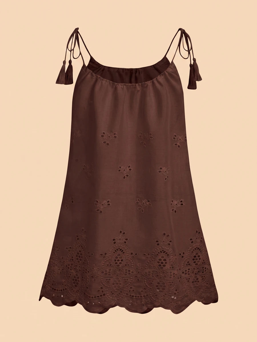 Vestido de Praia Feminino - Estampa de Palmeira e Detalhe de Nó