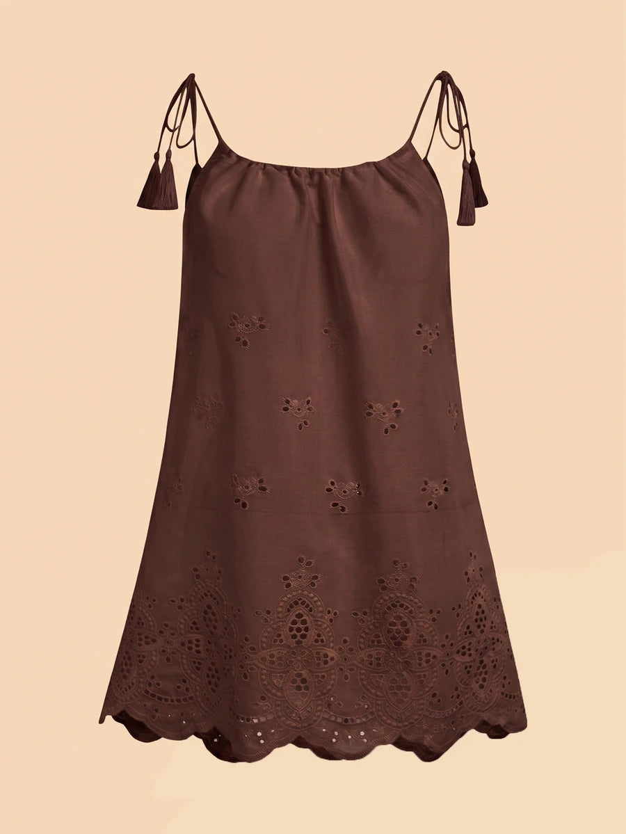 Vestido de Praia Feminino - Estampa de Palmeira e Detalhe de Nó