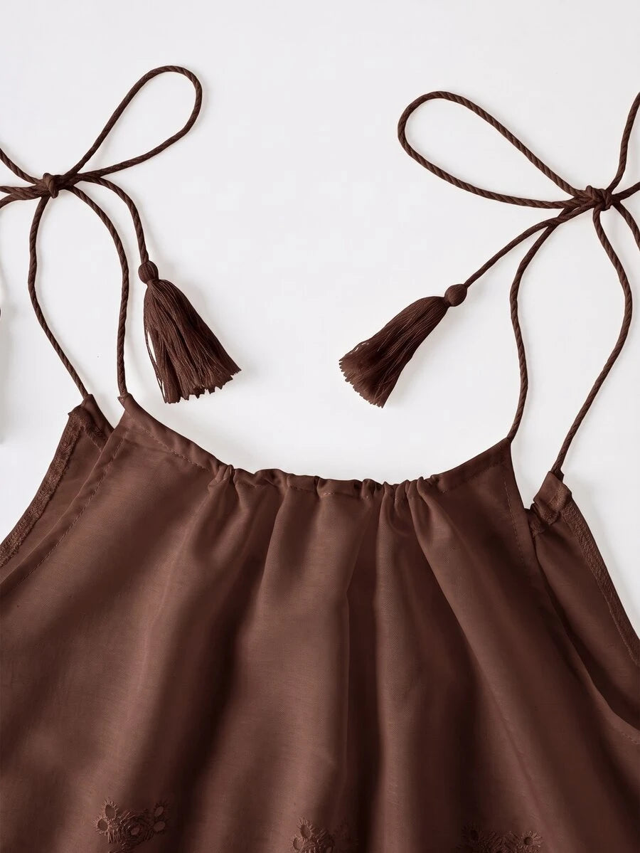 Vestido de Praia Feminino - Estampa de Palmeira e Detalhe de Nó