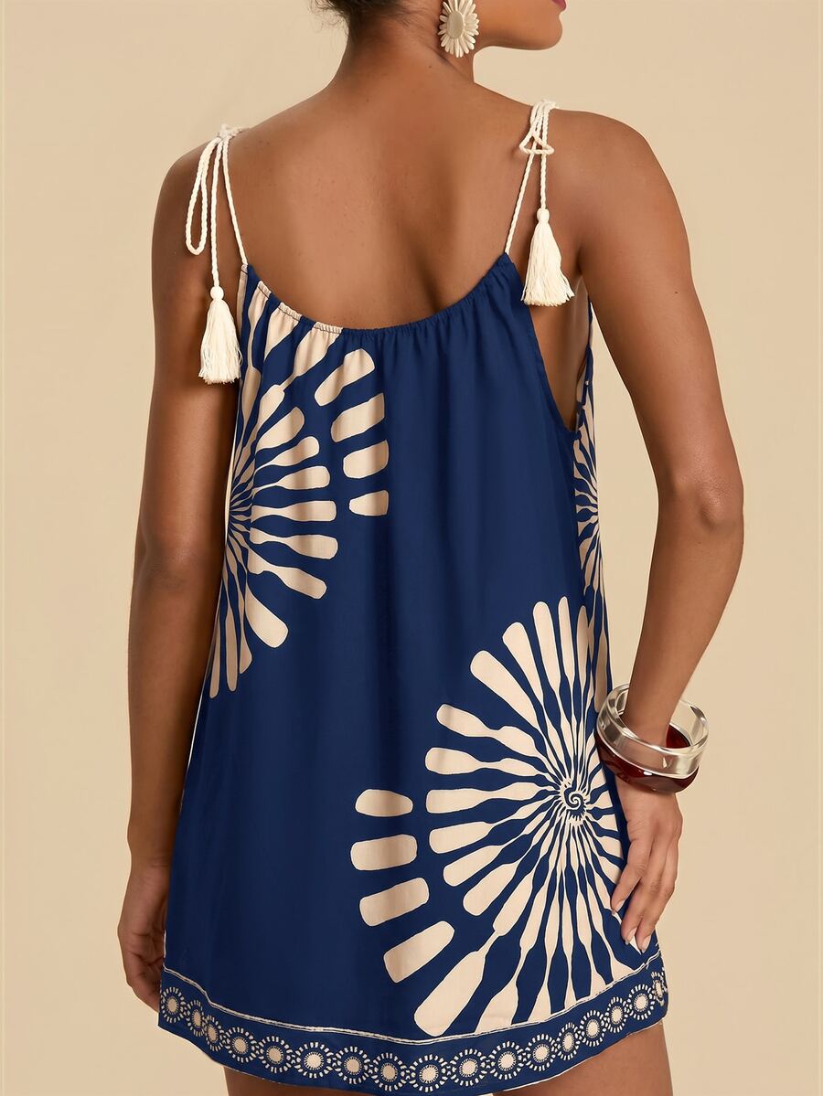 Vestido de Praia Feminino - Estampa de Palmeira e Detalhe de Nó