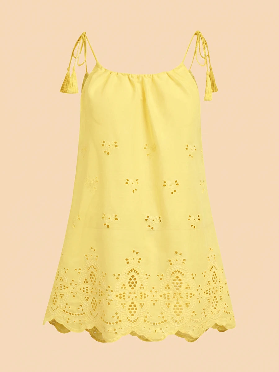 Vestido de Praia Feminino - Estampa de Palmeira e Detalhe de Nó