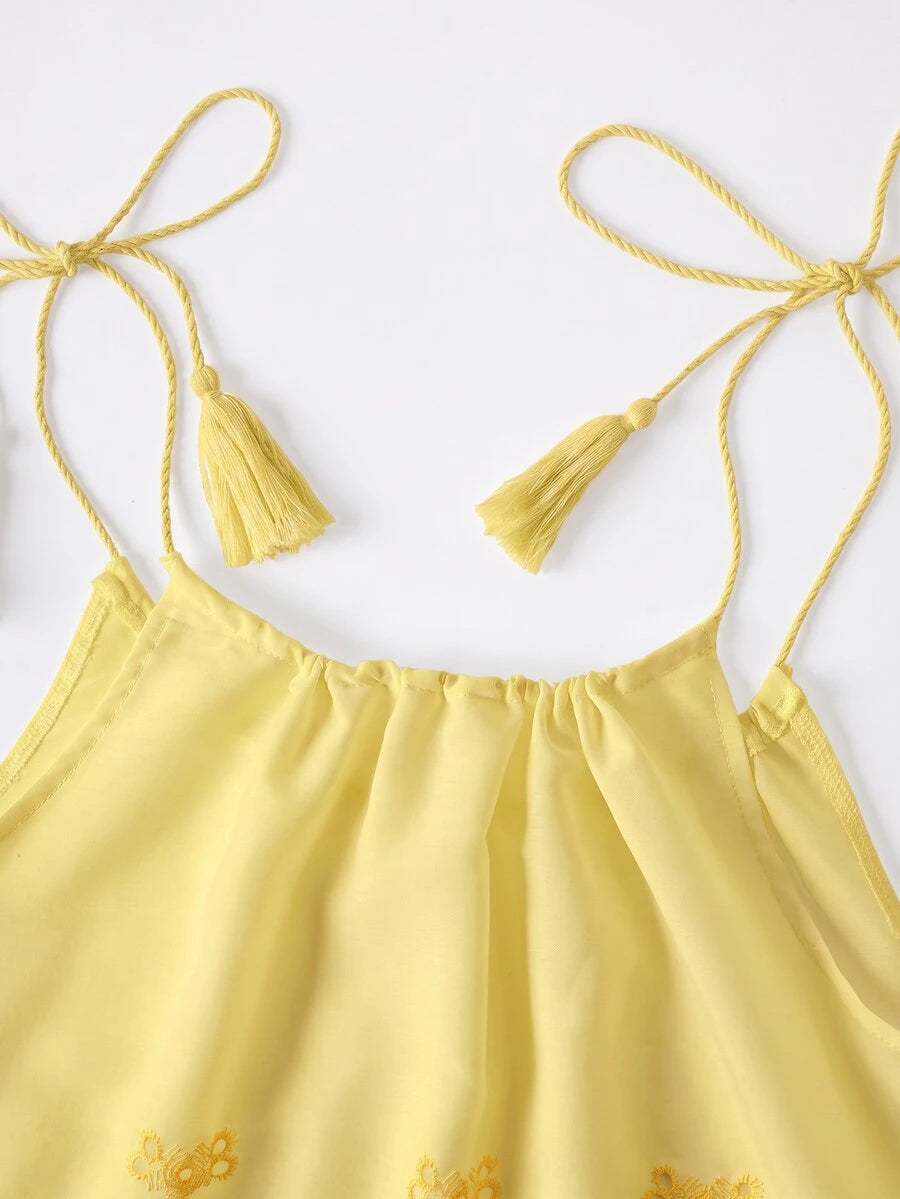 Vestido de Praia Feminino - Estampa de Palmeira e Detalhe de Nó