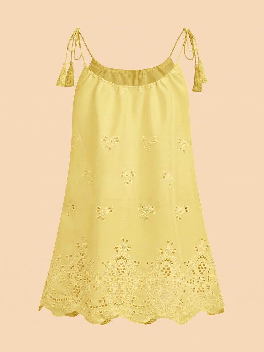 Vestido de Praia Feminino - Estampa de Palmeira e Detalhe de Nó