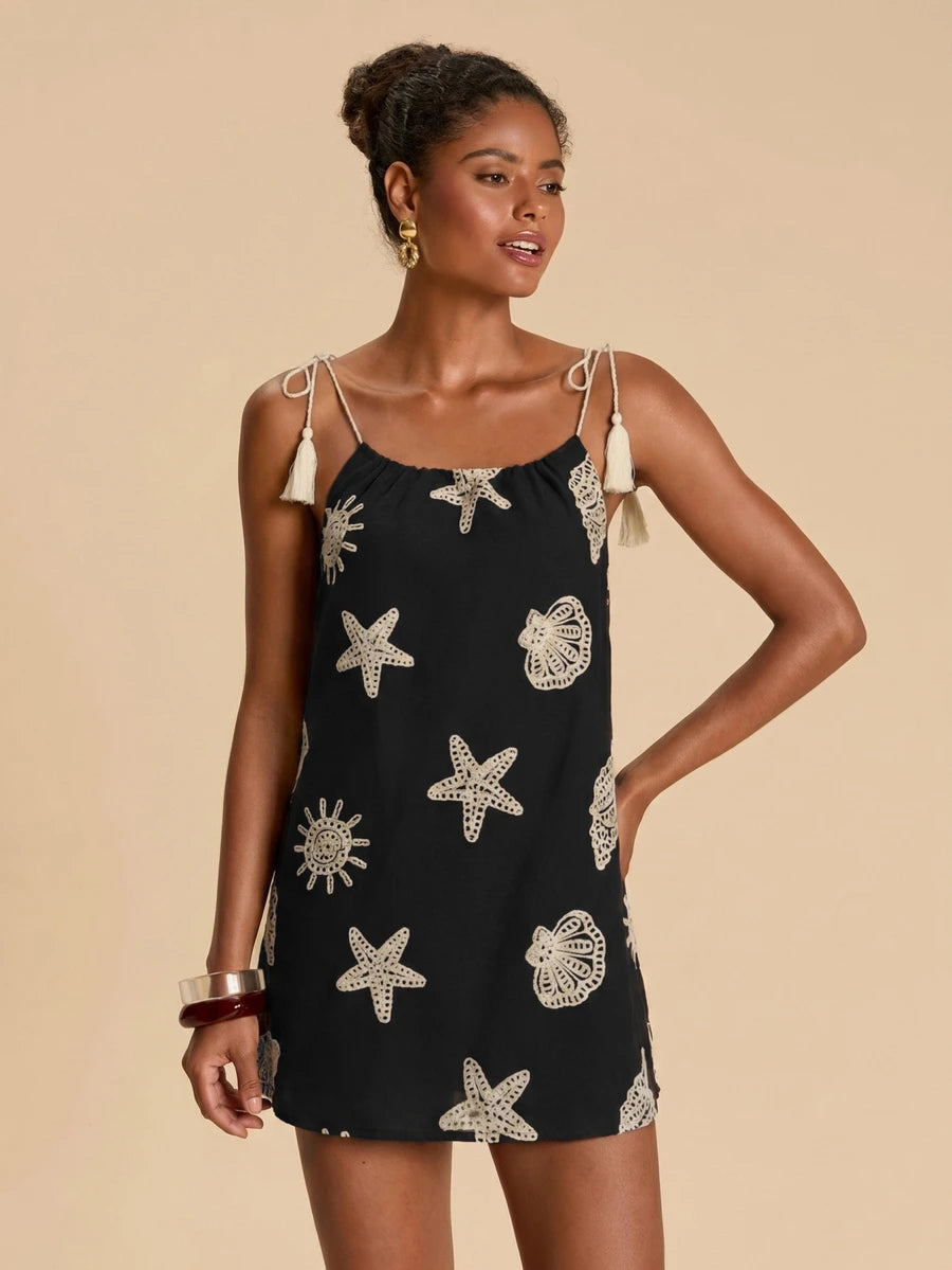 Vestido de Praia Feminino - Estampa de Palmeira e Detalhe de Nó
