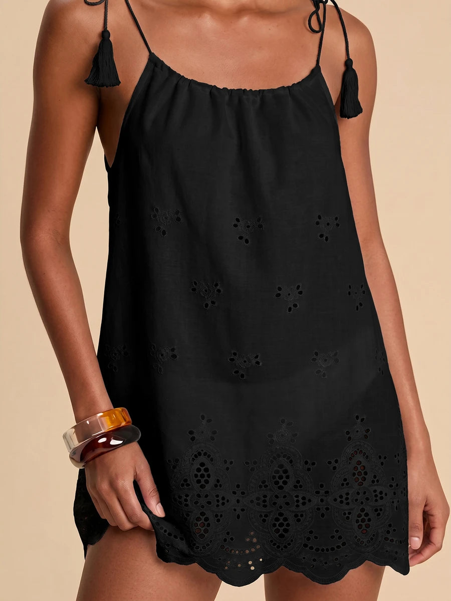 Vestido de Praia Feminino - Estampa de Palmeira e Detalhe de Nó
