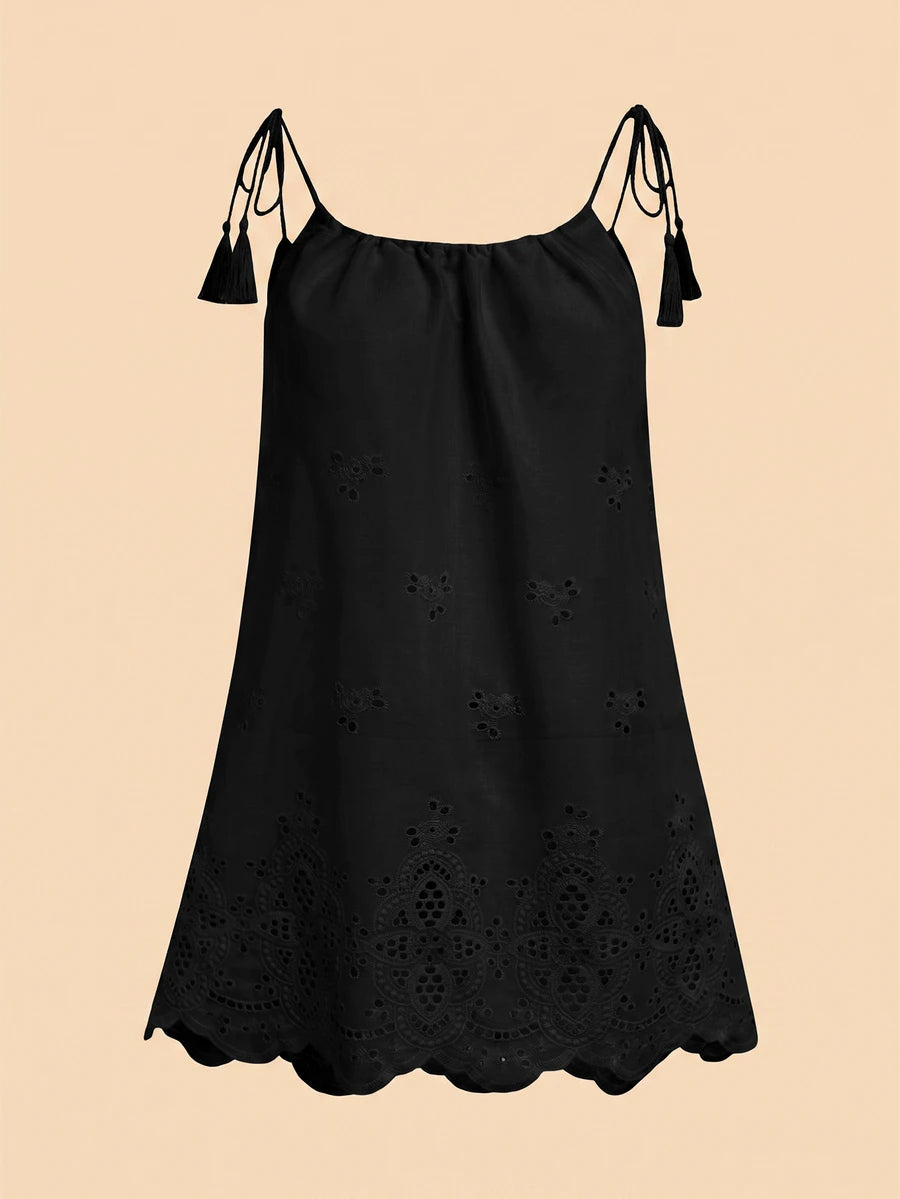 Vestido de Praia Feminino - Estampa de Palmeira e Detalhe de Nó