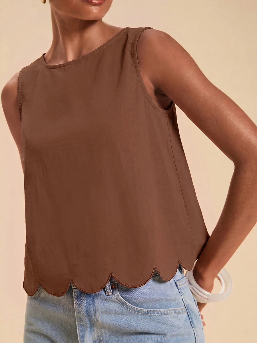 Travachic Top Casual Versátil de Gola Redonda para Uso Diário