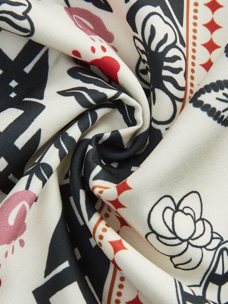 Vestido de Praia Feminino - Estampa de Palmeira e Detalhe de Nó