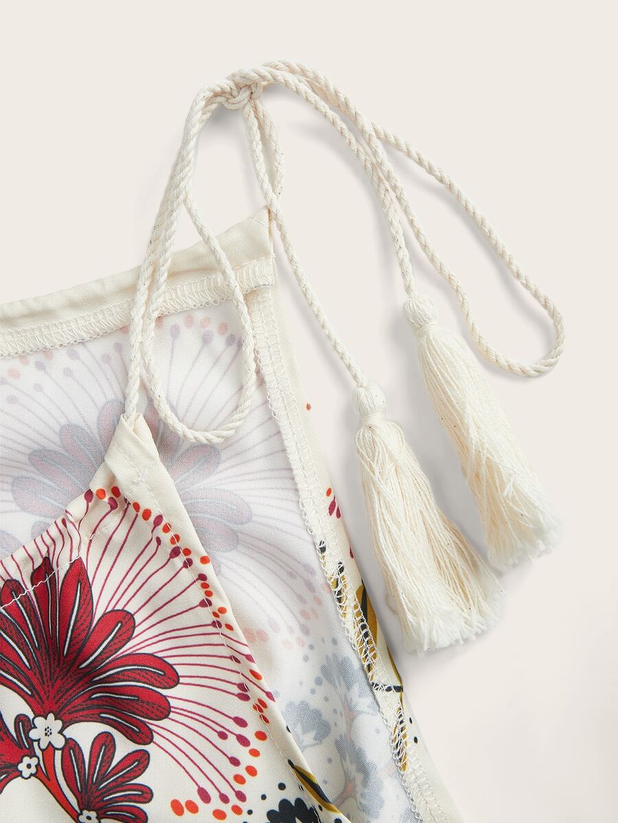 Vestido de Praia Feminino - Estampa de Palmeira e Detalhe de Nó