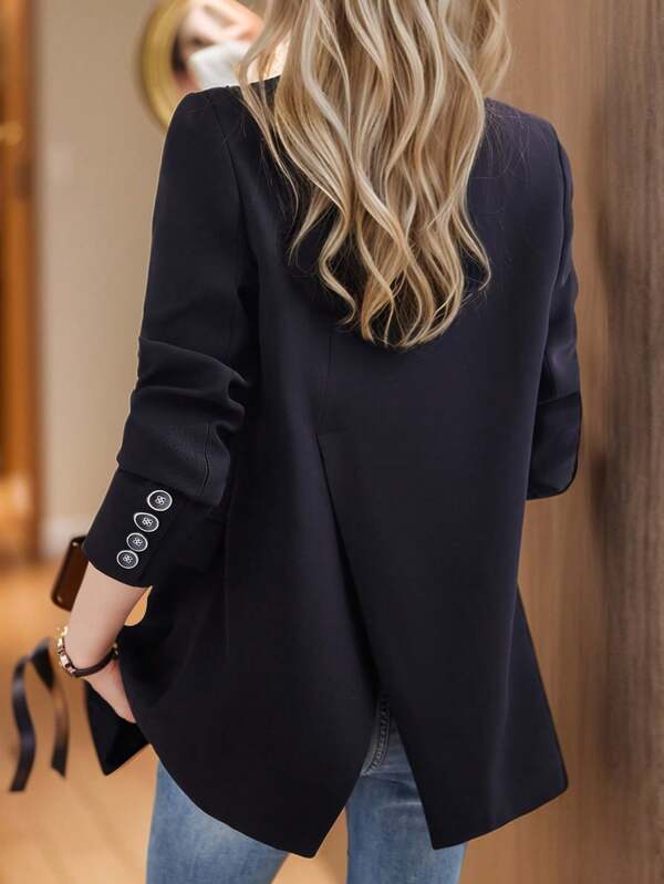 Blazer Feminino Alfaiataria Elegante com Fenda nas Costas – Preto, Marrom e Azul | Outono/Inverno 2026 | Boutique do Encanto