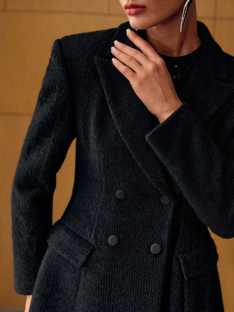 Blazer Feminino Alfaiataria Lã Preto – Corte Elegante Premium Dupla Face | Boutique do Encanto 