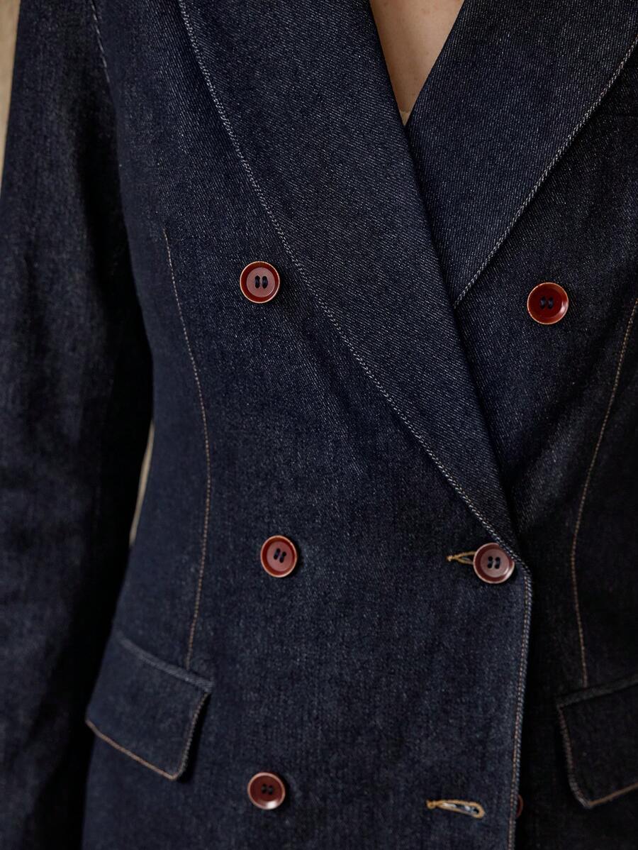 Blazer Feminino Jeans Alfaiataria Azul – Corte Estruturado Elegante | Boutique do Encanto 