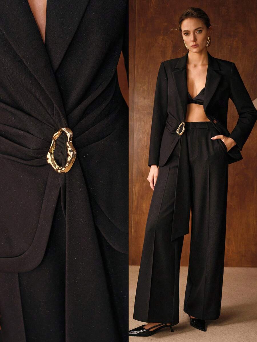 Blazer Feminino Premium - Ajuste Slim com Detalhe de Metal | Boutique do Encanto 