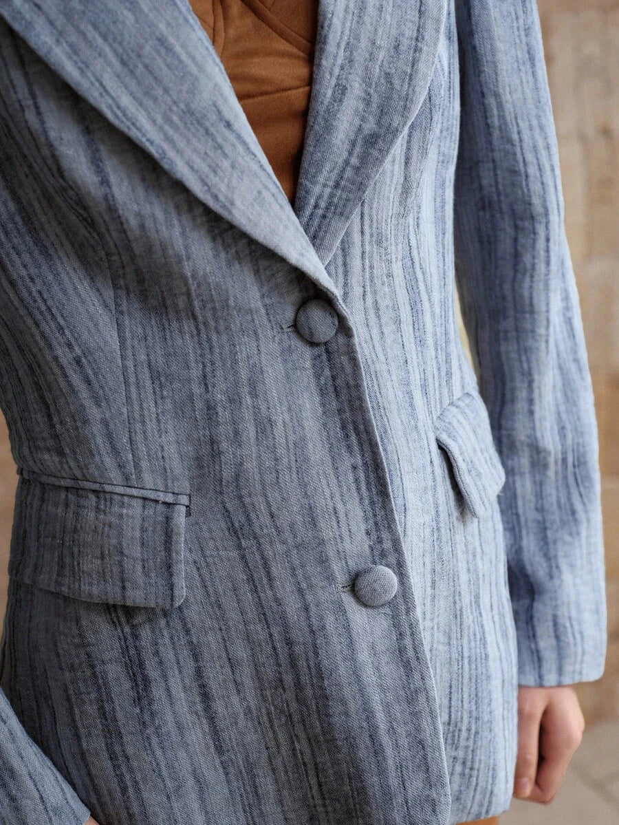 Blazer Feminino Tie Dye Alfaiataria Leve Azul – Estilo Casual Elegante | Boutique do Encanto