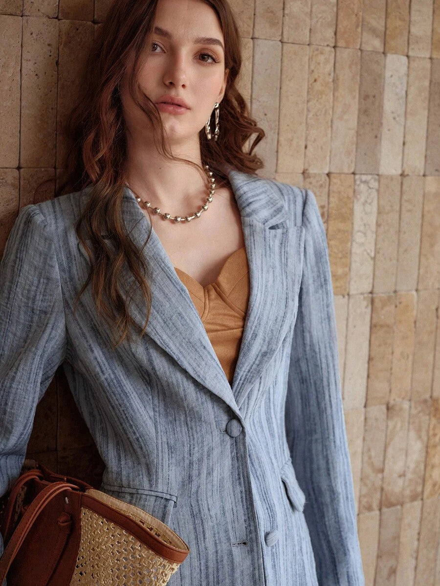 Blazer Feminino Tie Dye Alfaiataria Leve Azul – Estilo Casual Elegante | Boutique do Encanto