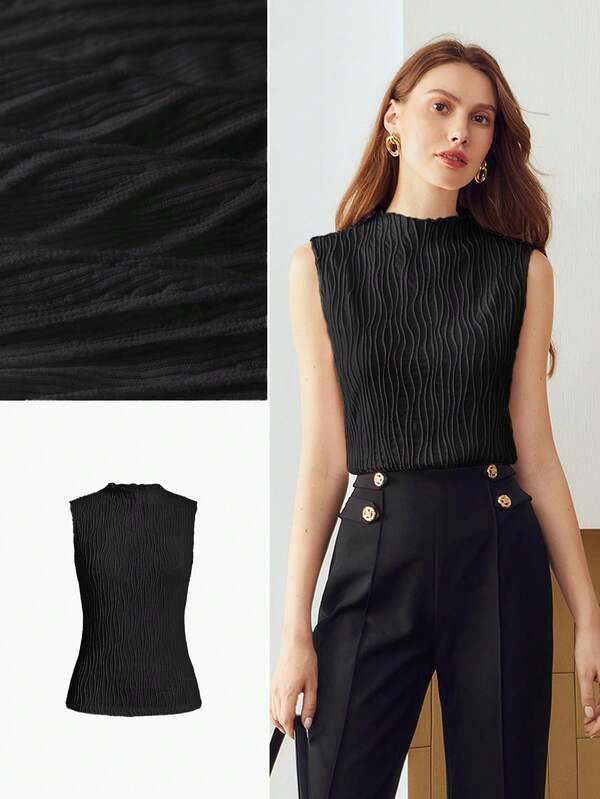 Blusa Feminina Bege, Preto e Marrom - Texturizado Slim Fit – Coleção Entre Estações | Boutique do Encanto