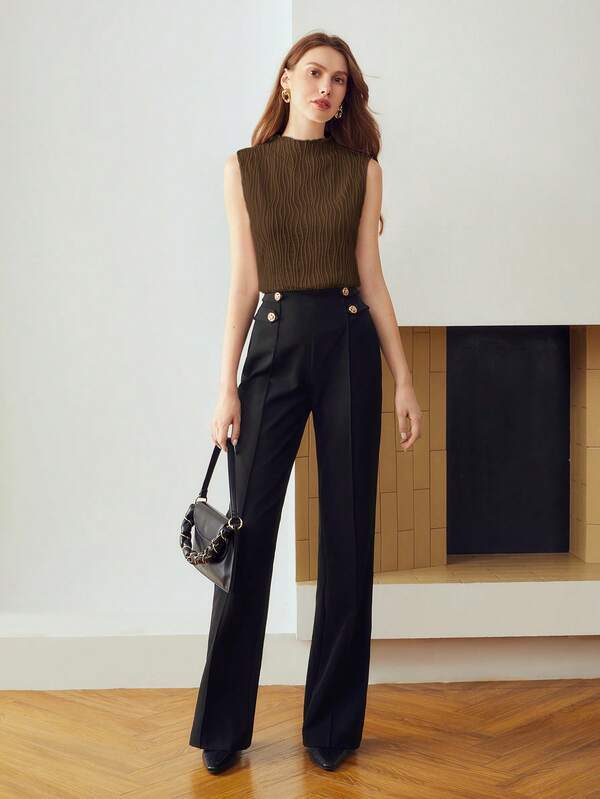 Blusa Feminina Bege, Preto e Marrom - Texturizado Slim Fit – Coleção Entre Estações | Boutique do Encanto