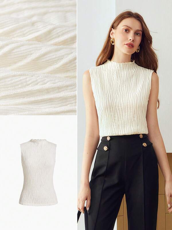 Blusa Feminina Bege, Preto e Marrom - Texturizado Slim Fit – Coleção Entre Estações | Boutique do Encanto