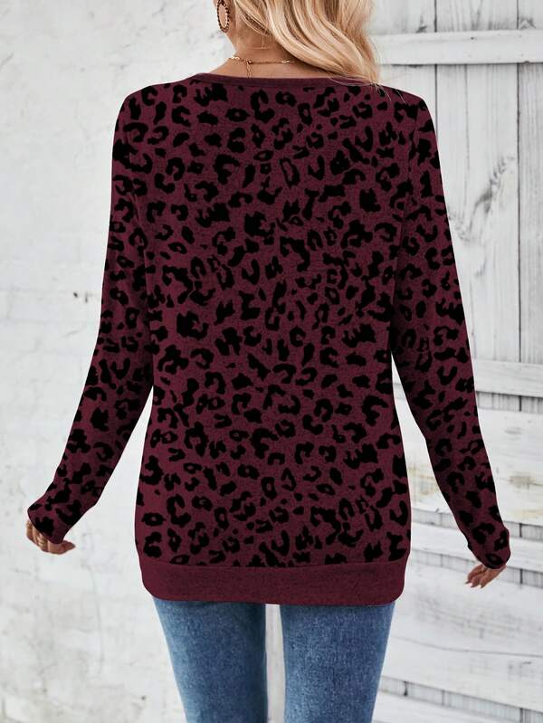 Blusa Feminina em Malha Premium Decote V Contrastante Manga Longa - Essenciais Urbanos
