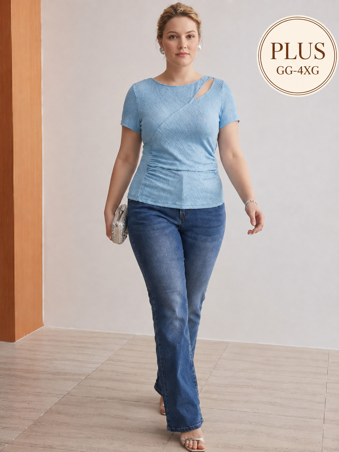 Blusa Plus Size Azul Claro com recorte assimétrico – Boutique do Encanto