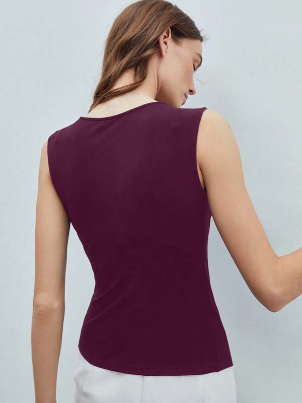 Blusa Regata Feminina Slim - Cor Preto Roxo Castanho - Coleção Entre Estações - Roupas do Encanto