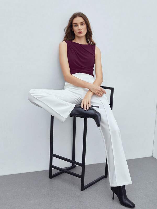 Blusa Regata Feminina Slim - Cor Preto Roxo Castanho - Coleção Entre Estações - Roupas do Encanto