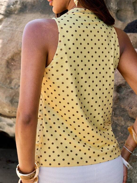 Blusa feminina Baunilha com estampa poá e decote halter