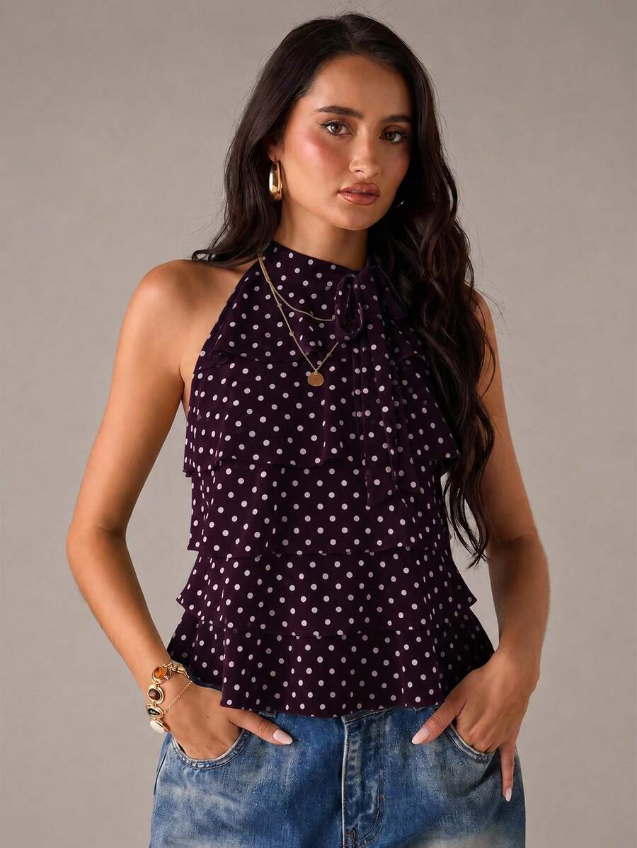 Blusa feminina poá Vinho Bordô  PP ao G – Primavera Verão 2027 Boutique do Encanto 