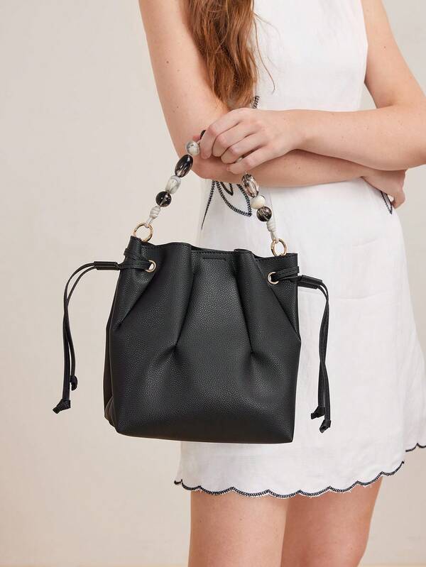 Bolsa Feminina Transversal Saco Plissado com Alça de Pérolas - Coleção Funky Chic - Boutique do Encanto Bolsas 