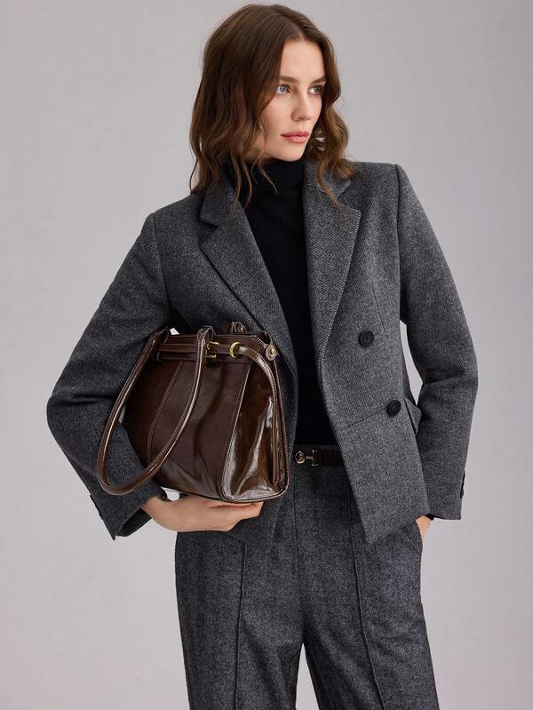 Bolsa Feminina Vintage Minimalista em Couro PU - Alça Dupla - Coleção Elegance Office - Boutique do Encanto 