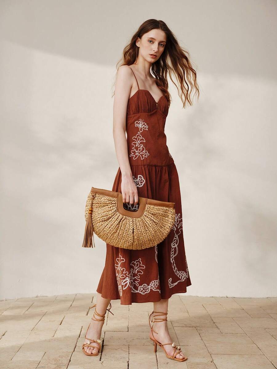 Bolsa feminina elegante de verão em formato semicircular