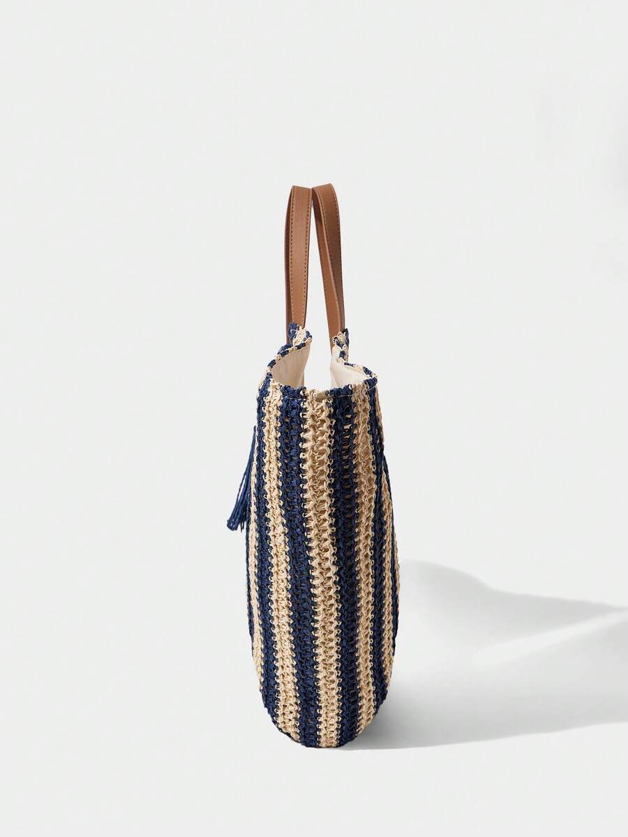 Bolsa feminina grande azul em trama natural – Boutique do Encanto