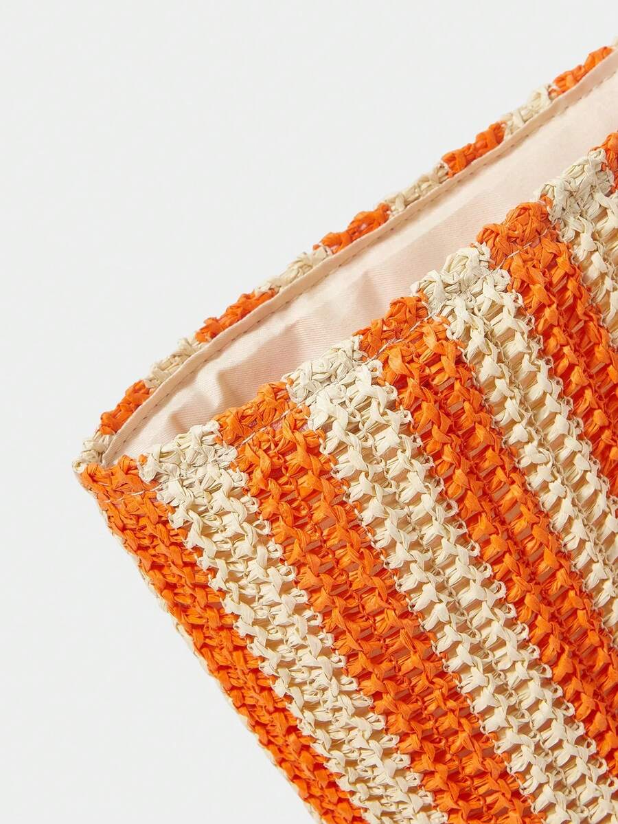 Bolsa tote feminina laranja com fechamento magnético