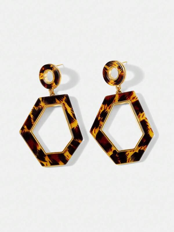 Brinco Acrílico Geométrico Estampa Leopardo – Fashion Casual Premium Fashion | Boutique do Encanto